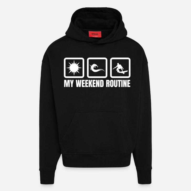 Ma routine du week-end - Sweat à capuche bio épais oversize fabriqué en UE - SOLID BLACK