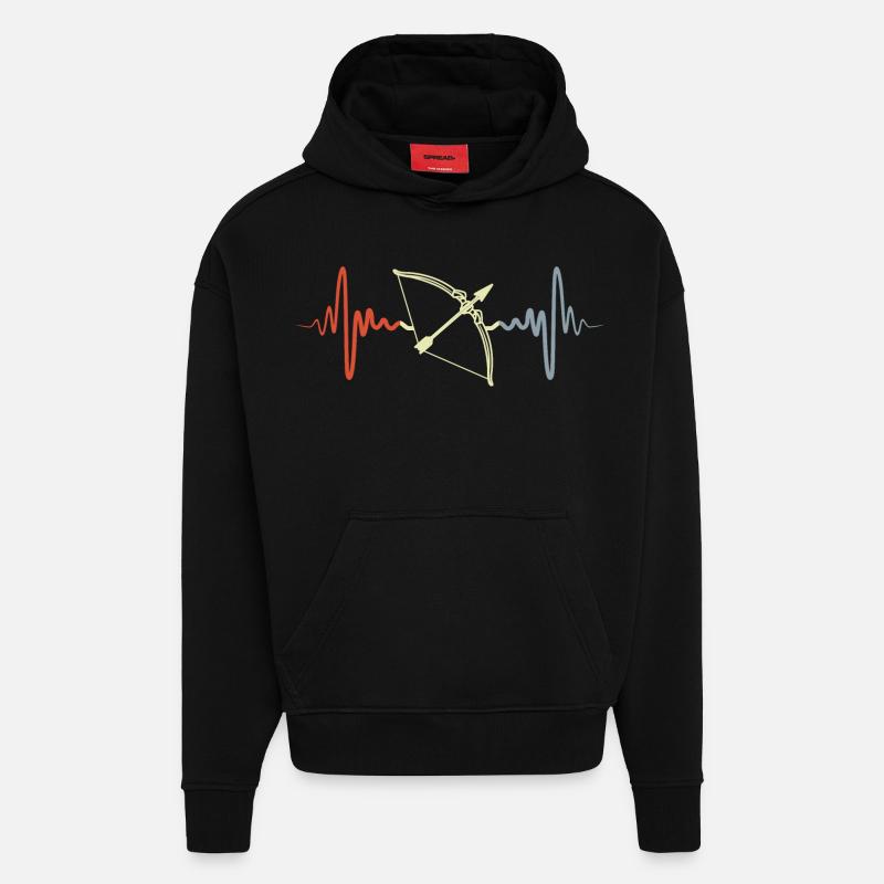 Battement de cœur de l’arc - Sweat à capuche bio épais oversize fabriqué en UE - SOLID BLACK