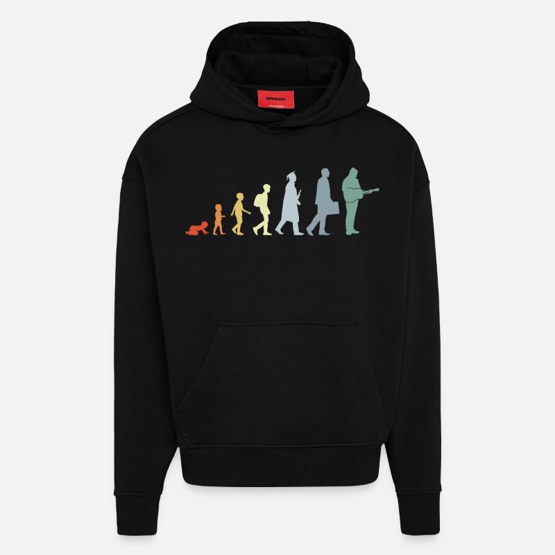 Évolution du guitariste - Sweat à capuche bio épais oversize fabriqué en UE - SOLID BLACK