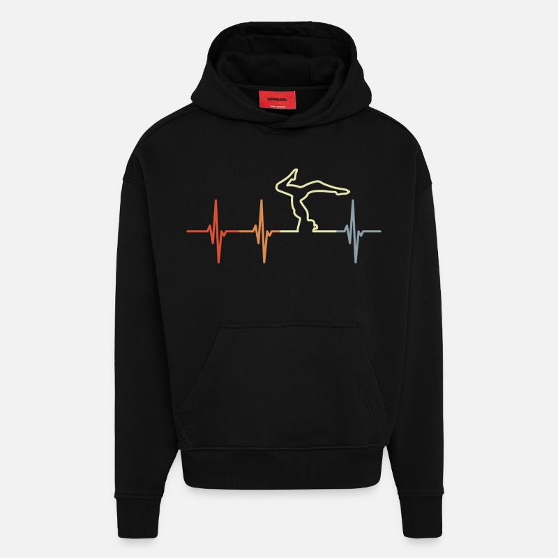 Palpitations cardiaques de yoga - Sweat à capuche bio épais oversize fabriqué en UE - SOLID BLACK