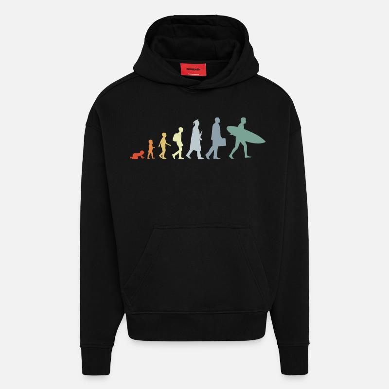 Évolution de l’enfant au surfeur - Sweat à capuche bio épais oversize fabriqué en UE - SOLID BLACK