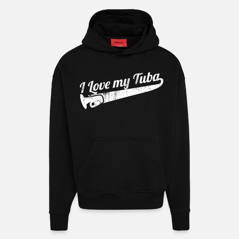 J’adore mon tuba - Sweat à capuche bio épais oversize fabriqué en UE - SOLID BLACK