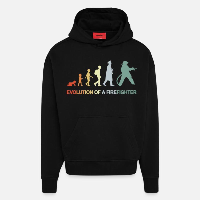 Évolution des pompiers - Sweat à capuche bio épais oversize fabriqué en UE - SOLID BLACK