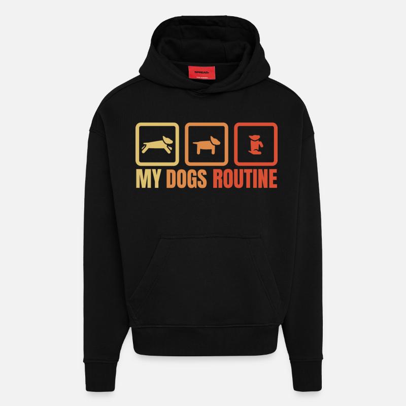La routine de mon chien - Sweat à capuche bio épais oversize fabriqué en UE - SOLID BLACK