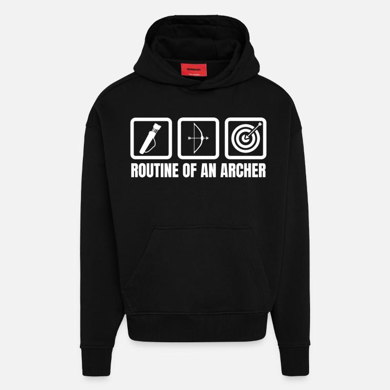 Routine d’un archer - Sweat à capuche bio épais oversize fabriqué en UE - SOLID BLACK