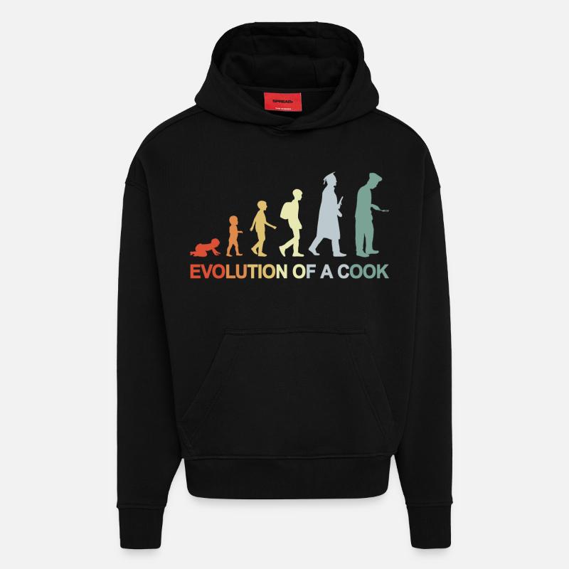 Evolution d’un cuisinier - Sweat à capuche bio épais oversize fabriqué en UE - SOLID BLACK