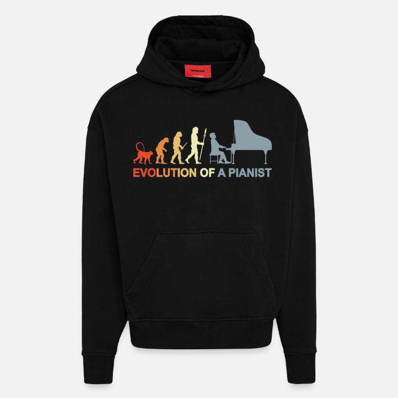 Évolution du piano - Sweat à capuche bio épais oversize fabriqué en UE - SOLID BLACK
