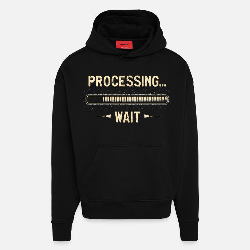 Processing... Please Wait - Hoodie- made by SPREAD  - SOLID BLACK