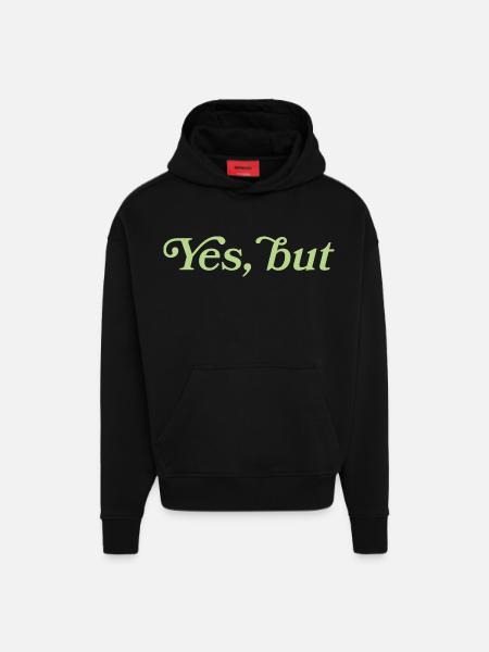 Yes, but – Minimalistisches Statement - Sweat à capuche bio épais oversize fabriqué en UE - SOLID BLACK