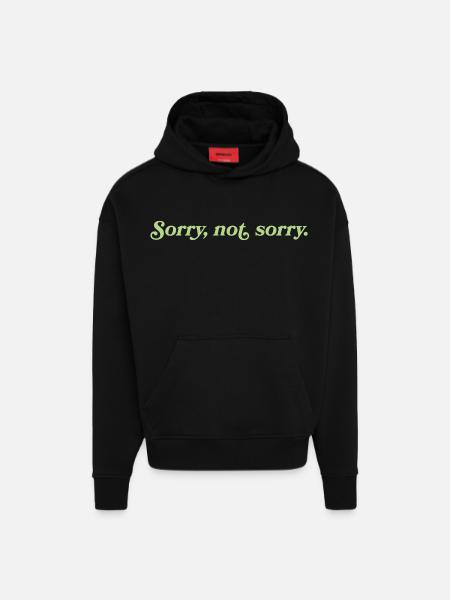Désolé, pas désolé – Cheeky Attitude - Sweat à capuche bio épais oversize fabriqué en UE - SOLID BLACK