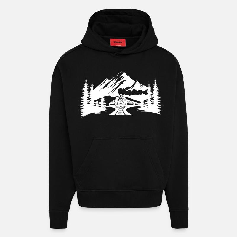 Chemin de fer - Sweat à capuche bio épais oversize fabriqué en UE - SOLID BLACK