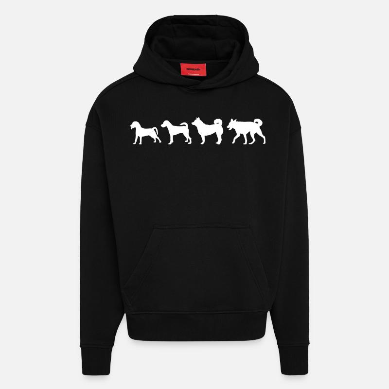 Évolution du chien - Sweat à capuche bio épais oversize fabriqué en UE - SOLID BLACK