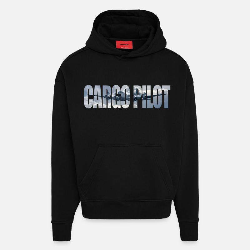 Pilote cargo DC-4 - Sweat à capuche bio épais oversize fabriqué en UE - SOLID BLACK