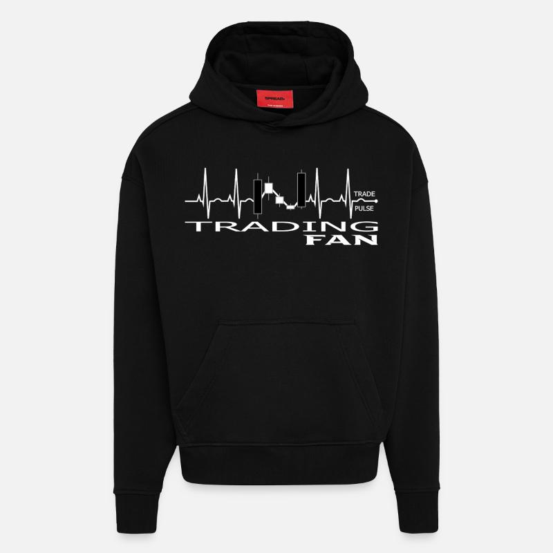 Conception de graphiques de trading Pulse - Sweat à capuche bio épais oversize fabriqué en UE - SOLID BLACK
