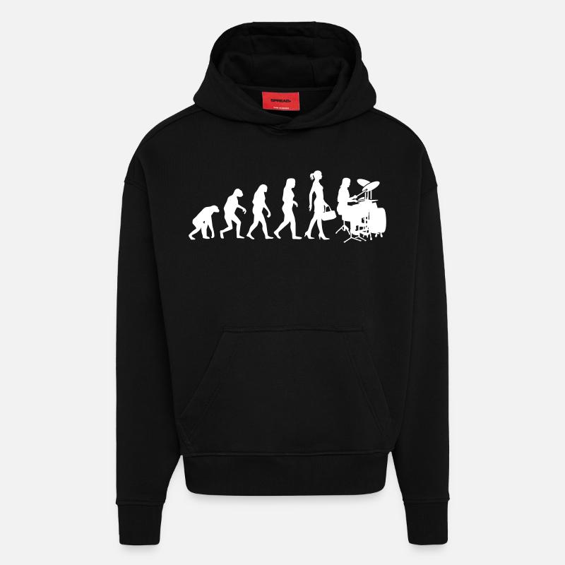 Evolution Schlagzeugerin Percussion Drummer Lady - Hoodie- made by SPREAD  - SOLID BLACK