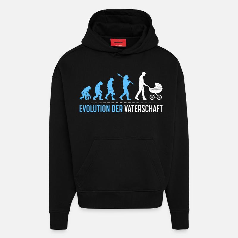 Werdender Vater EVOLUTION DER VATERSCHAFT Lustig - Hoodie- made by SPREAD  - SOLID BLACK