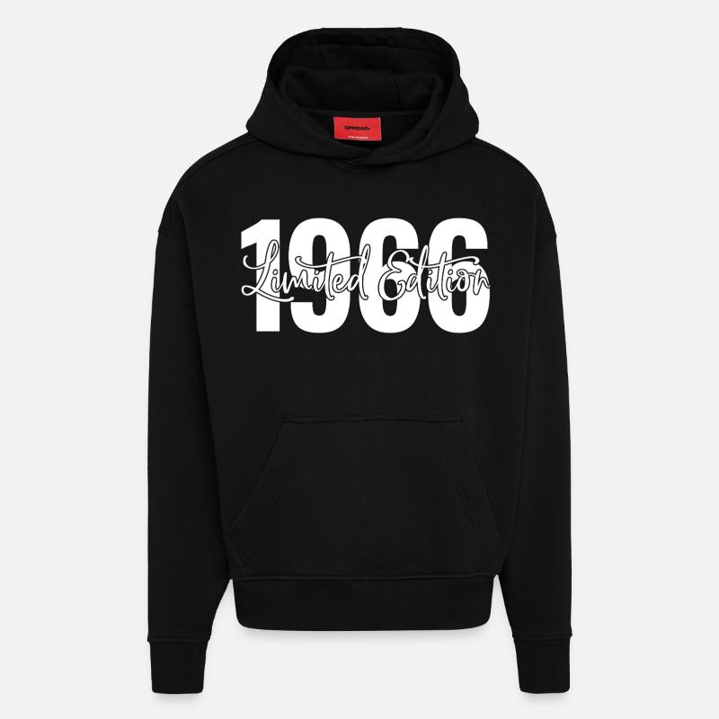 Edition limitée 1966 - Sweat à capuche bio épais oversize fabriqué en UE - SOLID BLACK