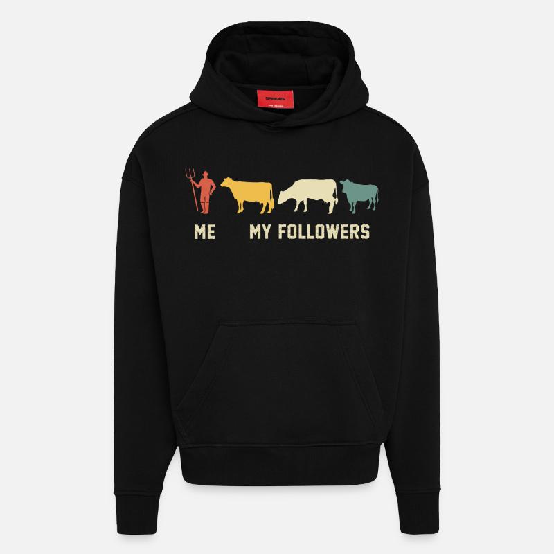 Vaches Moi et mes disciples vache - Sweat à capuche bio épais oversize fabriqué en UE - SOLID BLACK