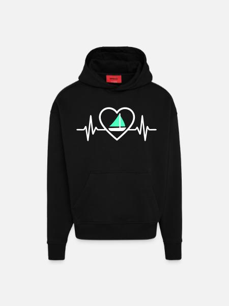 Cœur Voile – Passion Bateau - Hoodie- made by SPREAD  - SOLID BLACK