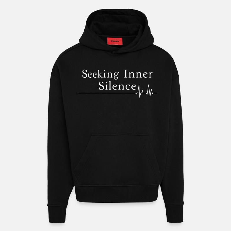À la recherche du silence intérieur - Sweat à capuche bio épais oversize fabriqué en UE - SOLID BLACK