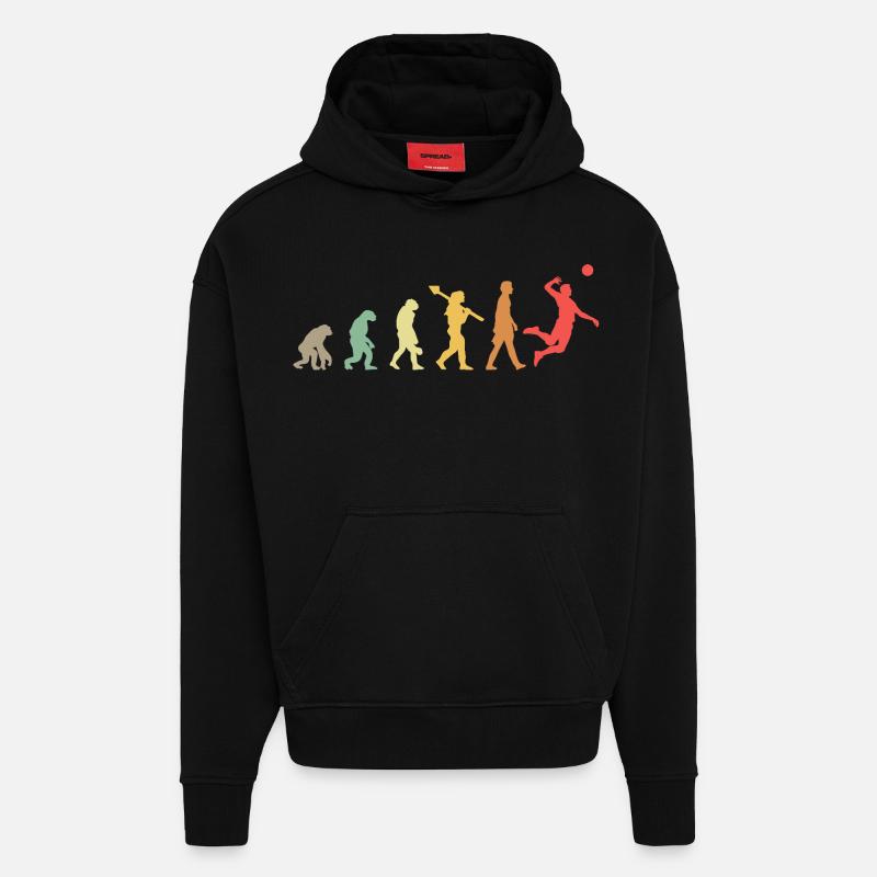 Joueurs de volley-ball Evolution - Sweat à capuche bio épais oversize fabriqué en UE - SOLID BLACK