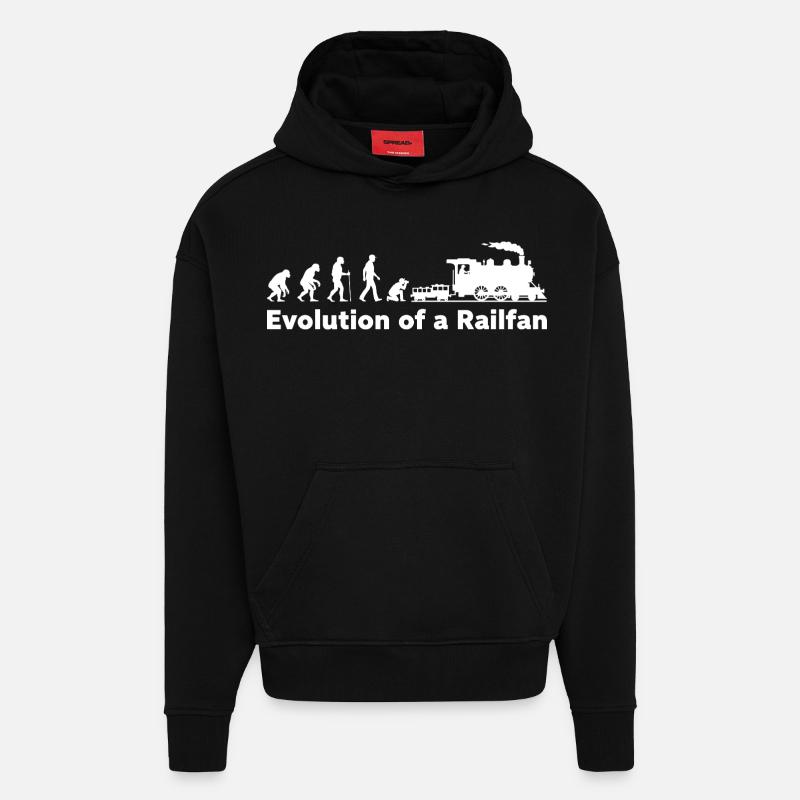 Evolution Railfan Train Locomotive - Sweat à capuche bio épais oversize fabriqué en UE - SOLID BLACK