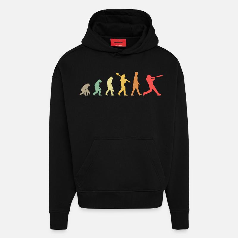 Évolution du baseball - Sweat à capuche bio épais oversize fabriqué en UE - SOLID BLACK