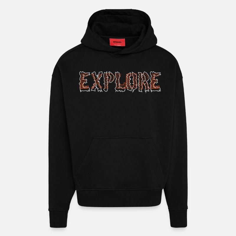 explorer - Sweat à capuche bio épais oversize fabriqué en UE - SOLID BLACK
