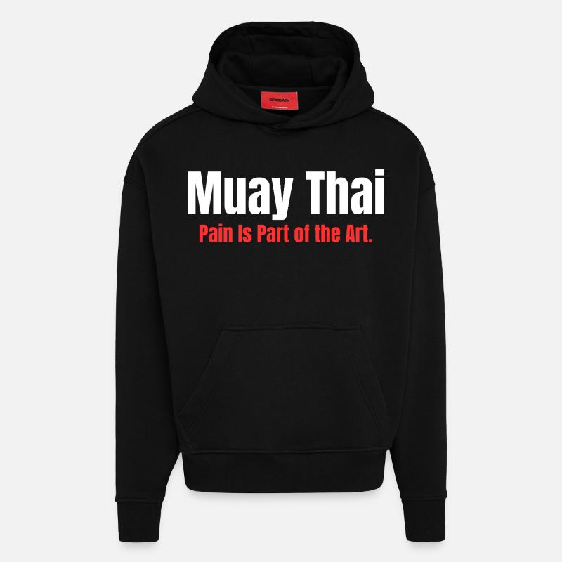 Eight Limbs. One Mind. | Muay Thai - Sweat à capuche bio épais oversize fabriqué en UE - SOLID BLACK