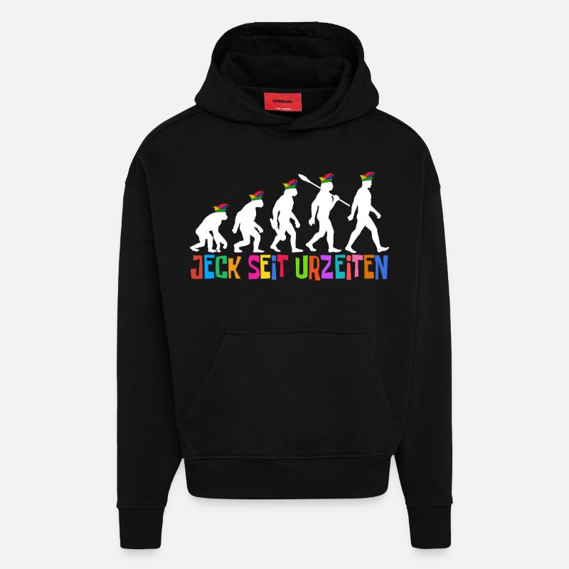 Jeck seit Urzeiten | Evolution Narren, Fastnacht - Hoodie- made by SPREAD  - SOLID BLACK