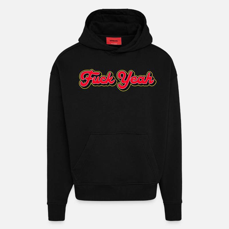 Fuck Yeah 3D Red Script - Sweat à capuche bio épais oversize fabriqué en UE - SOLID BLACK