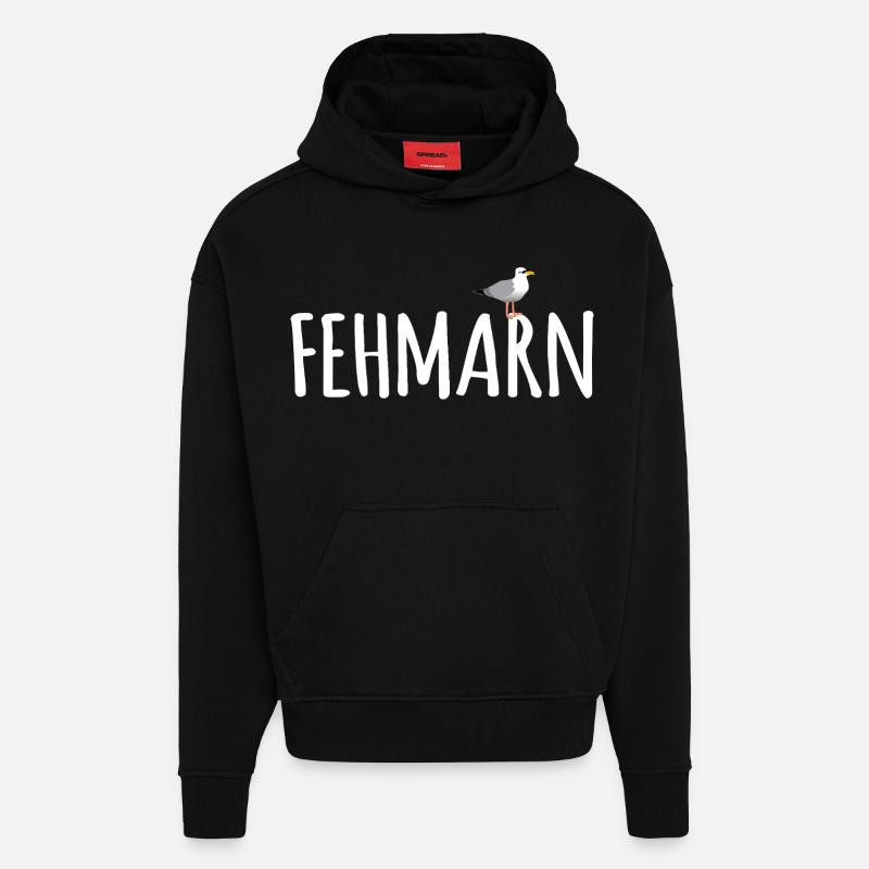 Mouette de Fehmarn - Sweat à capuche bio épais oversize fabriqué en UE - SOLID BLACK