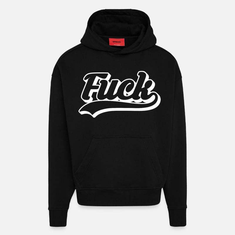 Merde au Rétro Script - Sweat à capuche bio épais oversize fabriqué en UE - SOLID BLACK