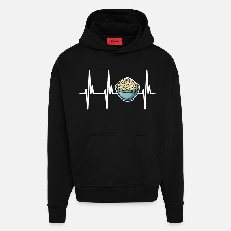 J’adore le fromage ricotta - Sweat à capuche bio épais oversize fabriqué en UE - SOLID BLACK