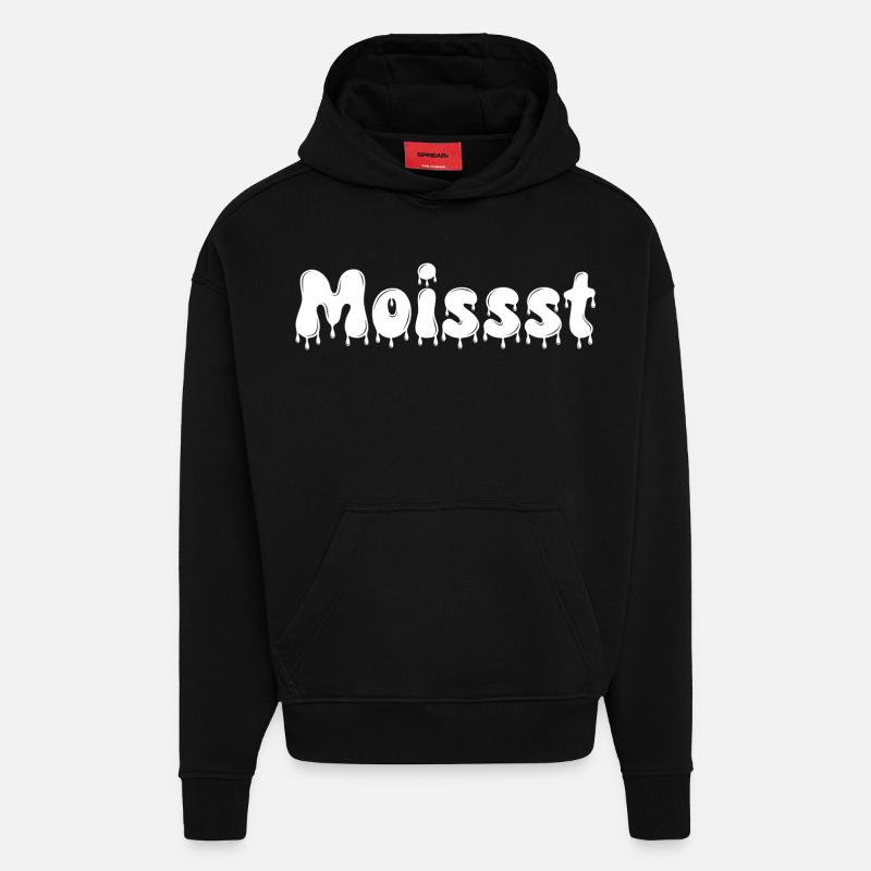 Texte humide et dégoulinant - Sweat à capuche bio épais oversize fabriqué en UE - SOLID BLACK