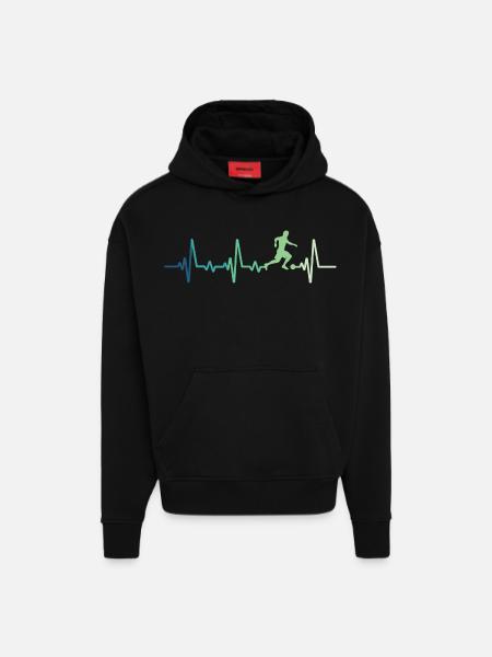 Fußball-Heartbeat-Fußballer - Hoodie- made by SPREAD - SOLID BLACK