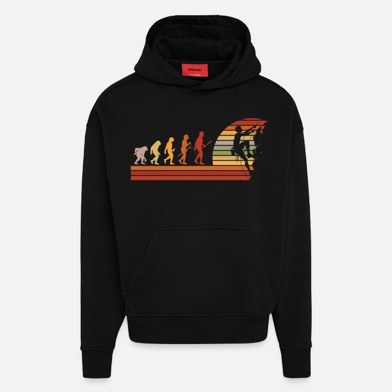 Evolution des Kletterns Retro Design - Hoodie- made by SPREAD  - SOLID BLACK