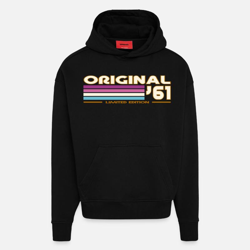 1961 - Sweat à capuche bio épais oversize fabriqué en UE - SOLID BLACK