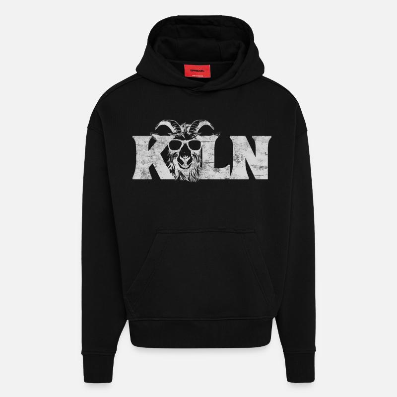 Lettrage de Cologne Geissbock - Sweat à capuche bio épais oversize fabriqué en UE - SOLID BLACK