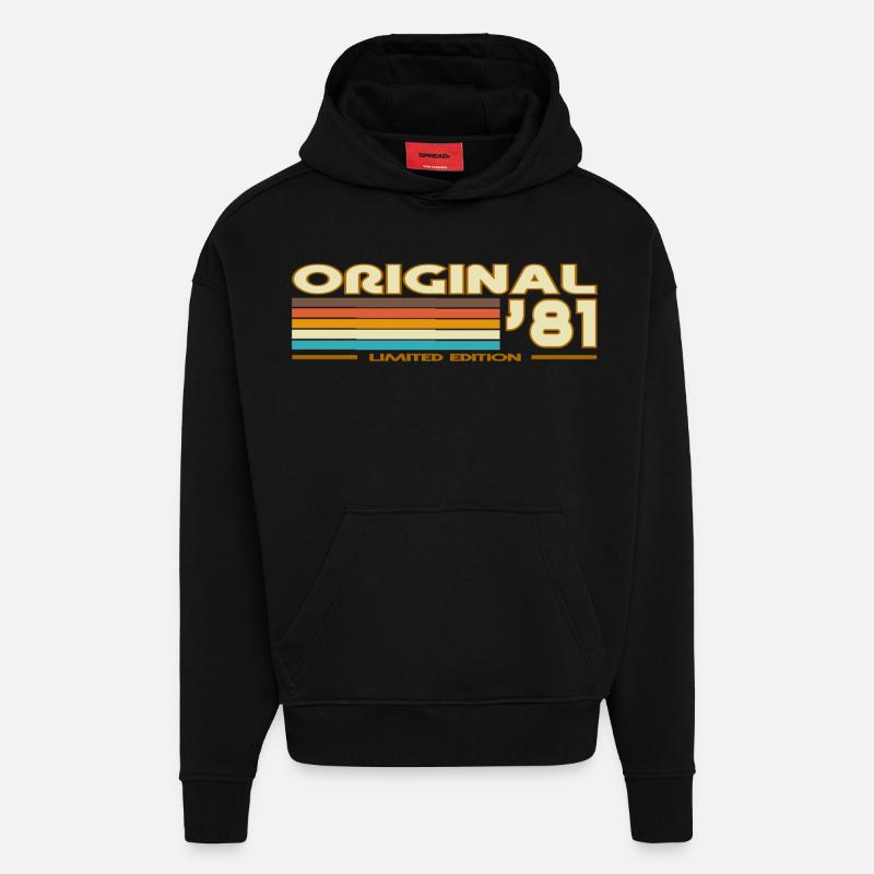 1981 - Sweat à capuche bio épais oversize fabriqué en UE - SOLID BLACK