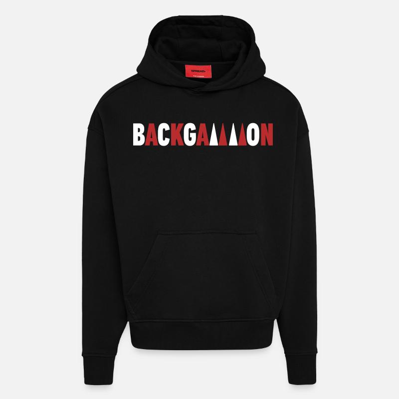 backgammon - Sweat à capuche bio épais oversize fabriqué en UE - SOLID BLACK