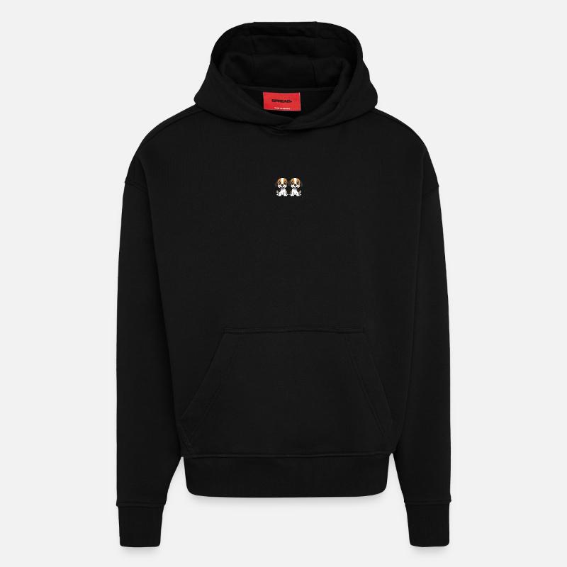 Bande dessinée Beagle Dog - Sweat à capuche bio épais oversize fabriqué en UE - SOLID BLACK