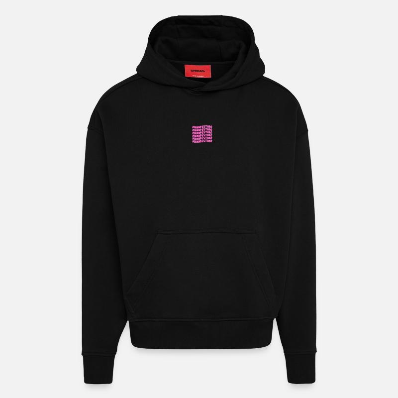 Manifester le rose - Sweat à capuche bio épais oversize fabriqué en UE - SOLID BLACK