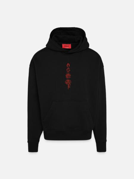 Blooming of a red flower - Hoodie- made by SPREAD - SOLID BLACK