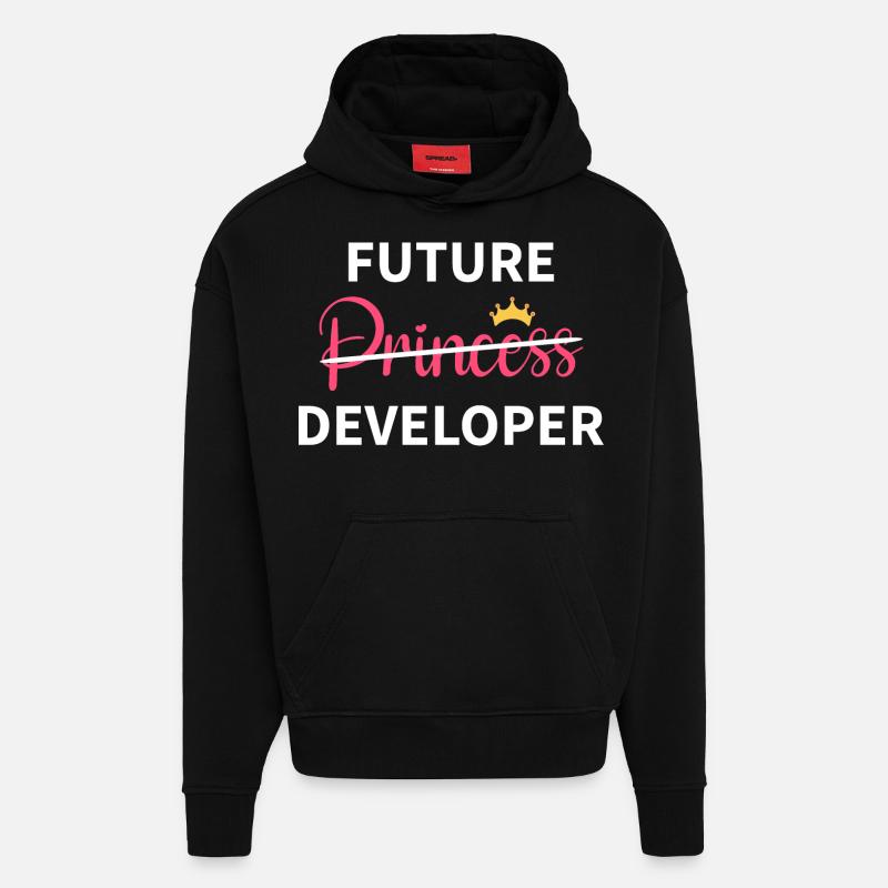 Feminist Girl - Future Developer I - Sweat à capuche bio épais oversize fabriqué en UE - SOLID BLACK