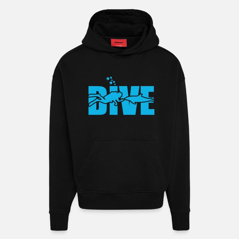 Plongée Plongée - Sweat à capuche bio épais oversize fabriqué en UE - SOLID BLACK