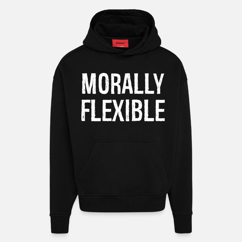 moralement flexible - Sweat à capuche bio épais oversize fabriqué en UE - SOLID BLACK