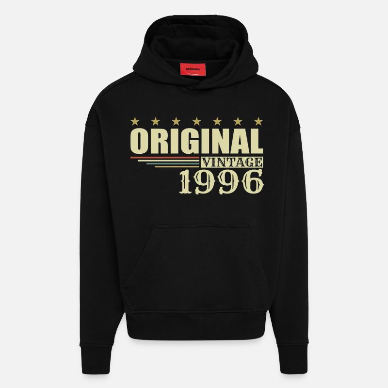 1996 Anniversaire 1996 - Sweat à capuche bio épais oversize fabriqué en UE - SOLID BLACK