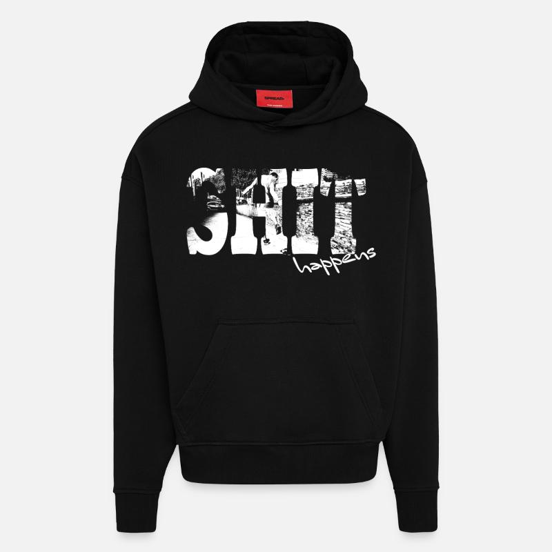 La merde arrive - Sweat à capuche bio épais oversize fabriqué en UE - SOLID BLACK