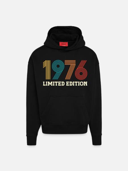 1976 Limited Edition Vintage 50 Jaar Jubileum - Heavyweight oversized organic hoodie made in EU - SOLID BLACK